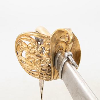 Sabel, svensk, m/1859 för infanteriofficer, med balja.