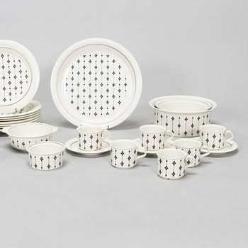 Arabia, a 43-piece porcelain 'Kartano' tableware set, 1970s, Arabia, Finland.