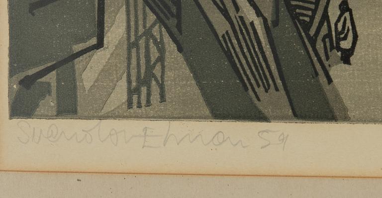 Svenolov Ehrén, woodcut, signed and dated -59, and numbered 131/310.