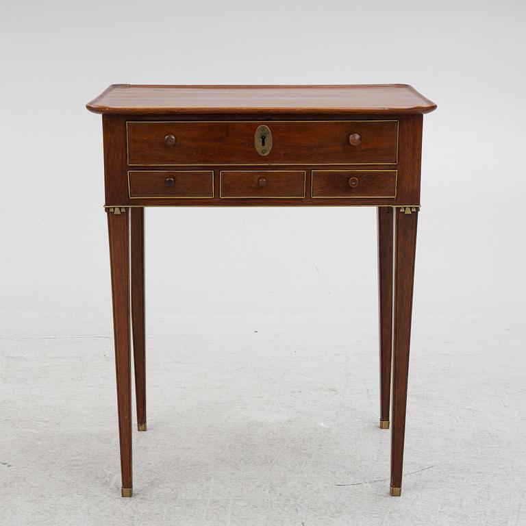 A late gustavian mahogany table, late 18th century.