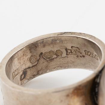 Lars Arby, four rings, sterling silver, Gothenburg 1964, 1967, 1971 and 1977.