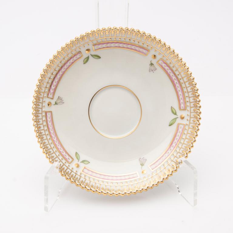 Coffee cup with saucer, porcelain, "Flora Danica", Royal Copenhagen, Denmark, 20th century.