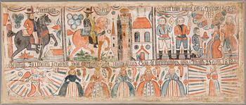 A folk art traditional wall painting southern Sweden dated 1818.