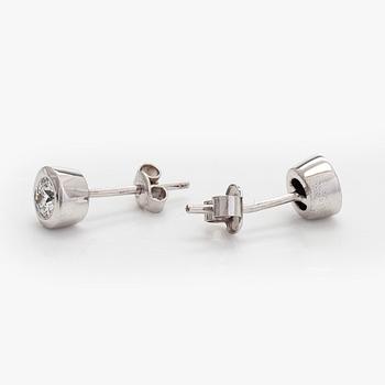 Earrings, brilliant-cut diamonds totalling circa 0.60 ct, 14K white gold.