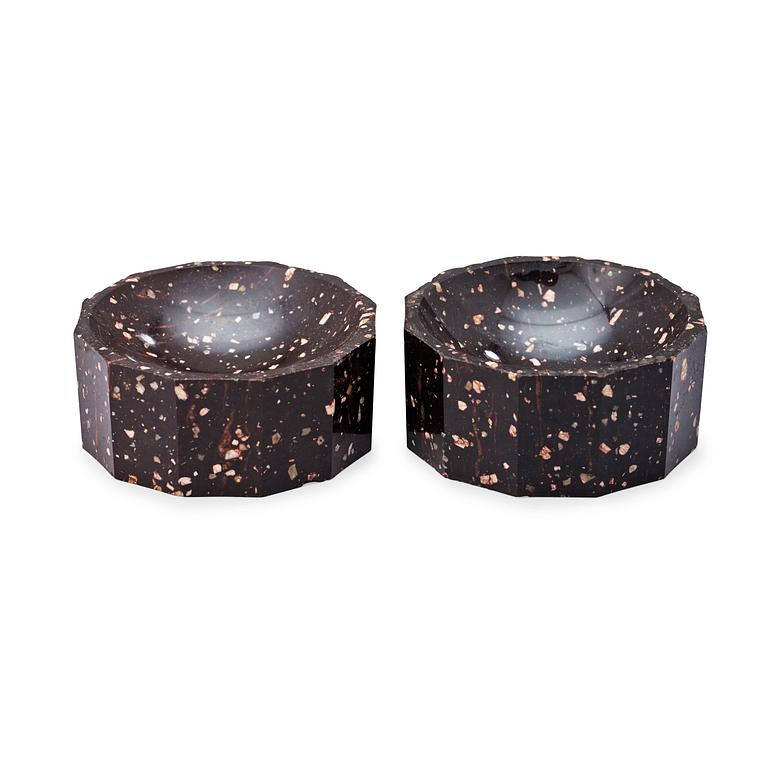 Two matched Swedish 19th century porphyry salts.