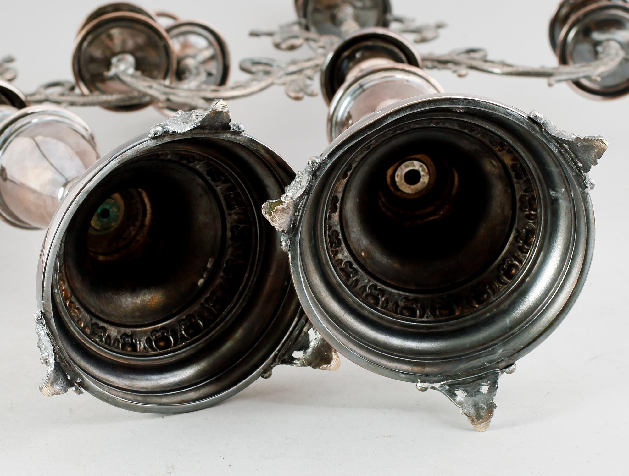 KANDELABRAR, 1 par, nysilver, tidigt 1900-tal.