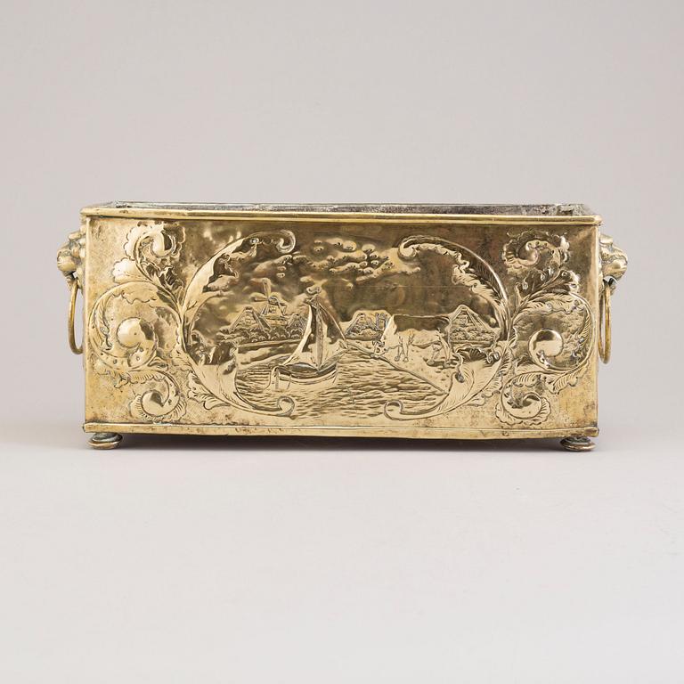 A 18th century brass jardiniere.