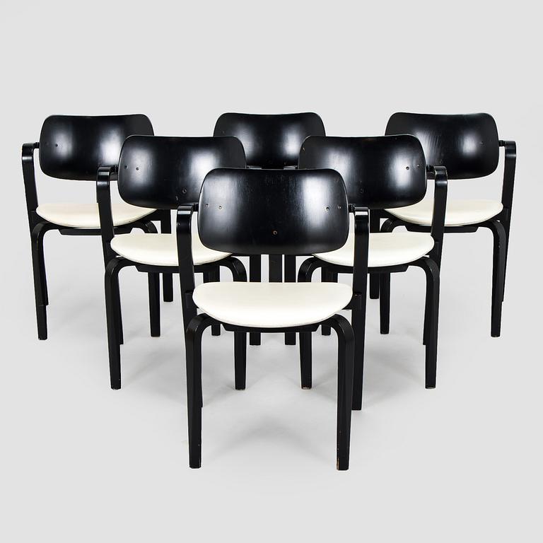 Ilmari Tapiovaara, a set of six 1960s 'Aslak' armchairs for Asko, Finland.
