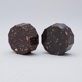 Two matched Swedish 19th century porphyry salts.