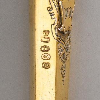 A 3-piece gilt silver cutlery set, maker's mark of Otto Roland Mellin, Helsinki 1882.