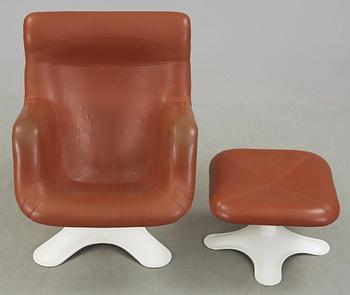 An Yrjö Kukkapuro 'Karuselli' easy chair with ottoman, Haimi, Finland 1960's-70's.