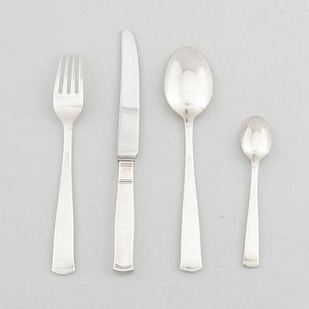 Jacob Ängman, bestickservis, 44 delar, silver, modell "Rosenholm", GAB, Stockholm, bl.a. 1965.