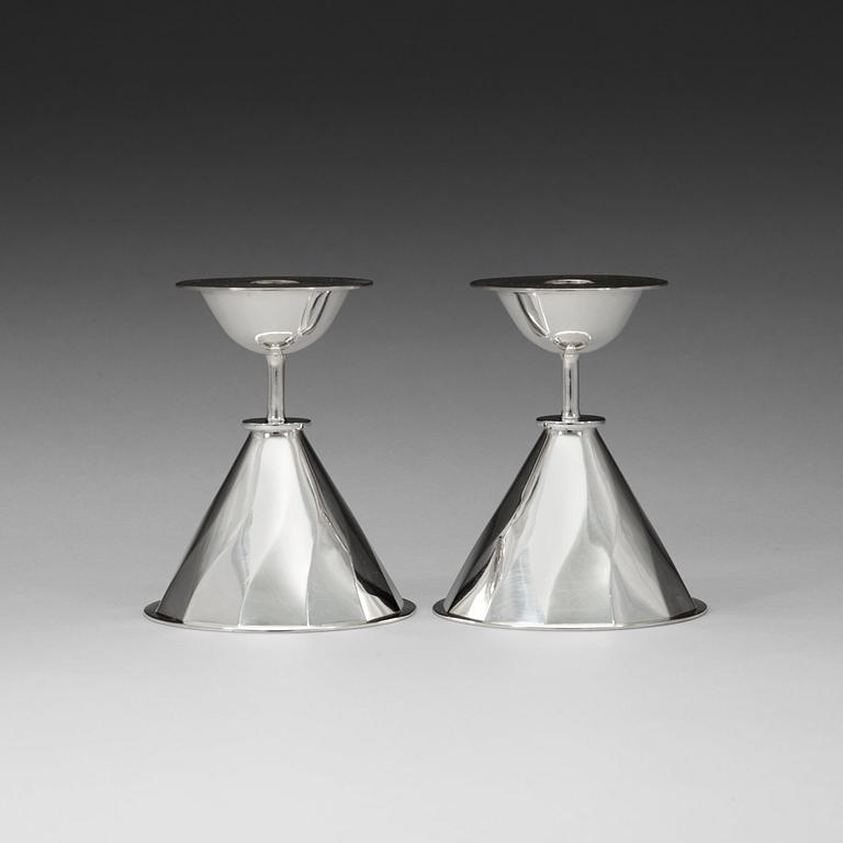 Carl Nyströmer, a pair of silver candlesticks, Stockholm 1961.