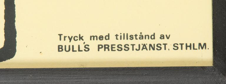 Tove Jansson, poster, Moomin, Bull's Presstjänst, Art Work Shop, 1960s.