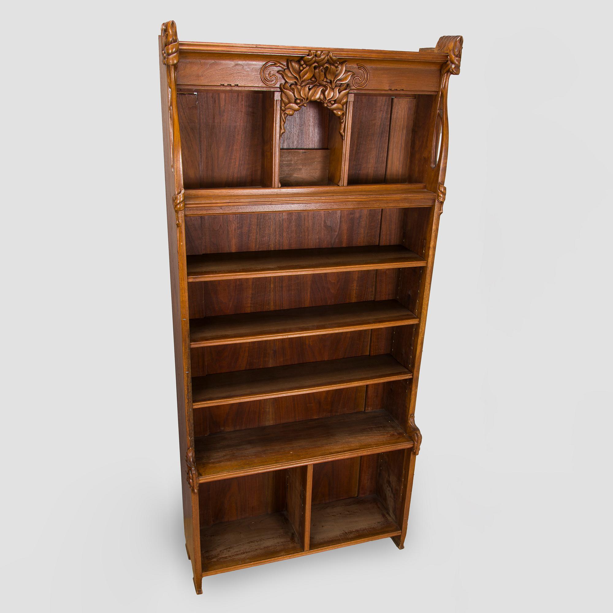 Bokhyllor, 2 st, jugend, Sverige kring år 1900.