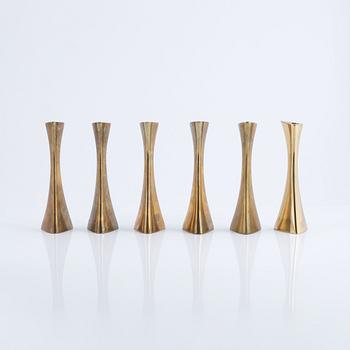 Candlesticks, 6 pcs, brass, Eskilstuna, K-E Ytterberg, BCA Eskilstuna, 1960s.