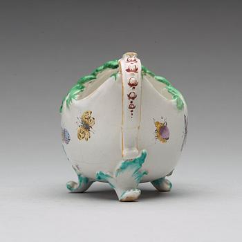 A Swedish faience Rörstrand sauce boat, 18th Century.