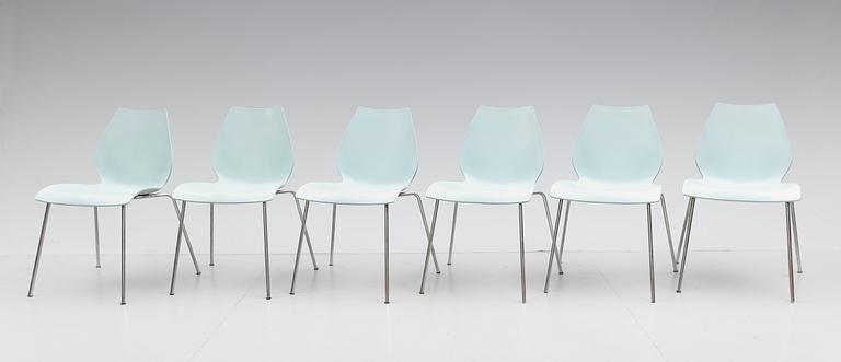 STOLAR, 6 st, "Maui", Vico Magistretti, Kartell, Italien, 1900-talets fjärde kvartal.