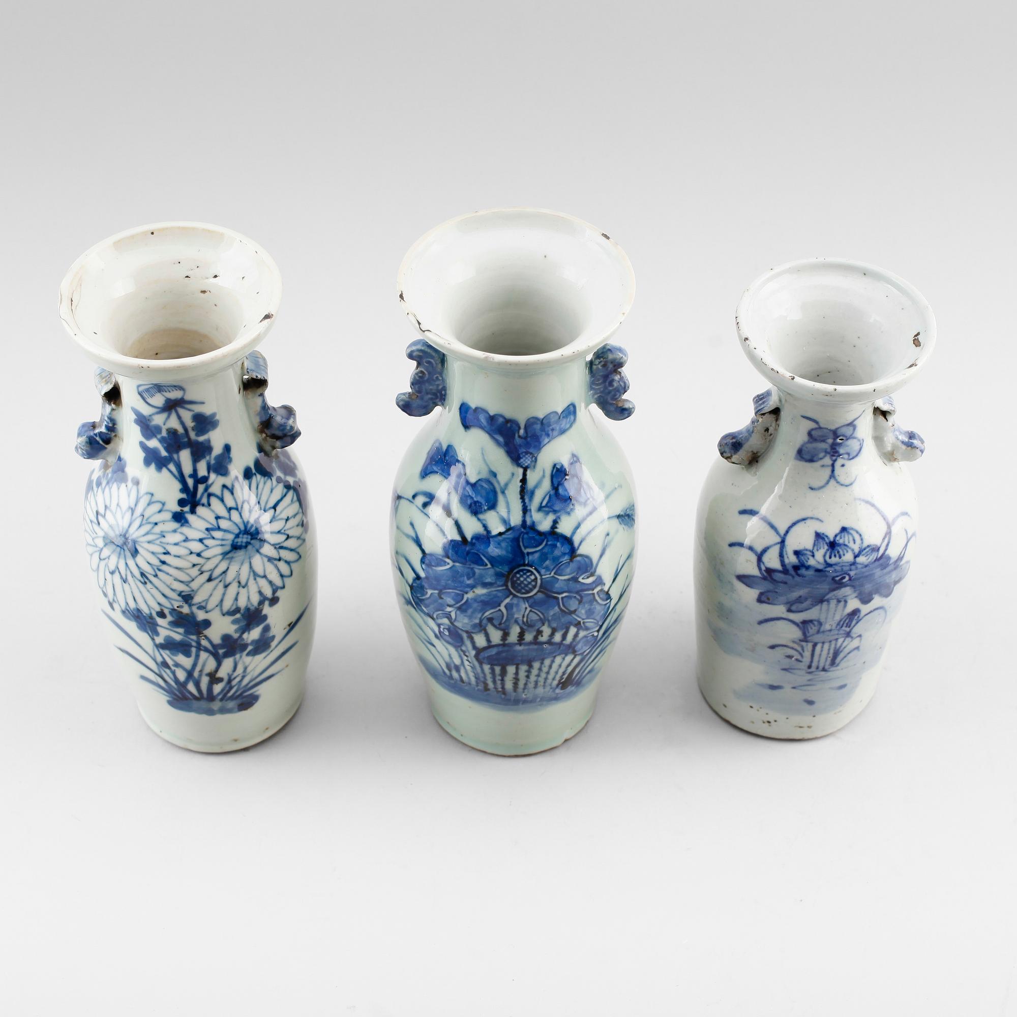 VASER, 3 st,  porslin, Kina, 1800-tal.