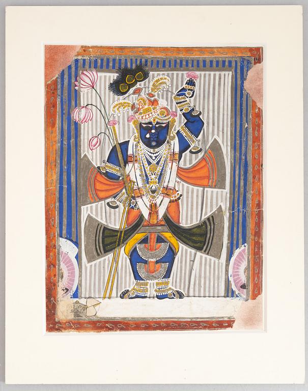 Unidentified artist, Deity with lotus flowers, India, 19th/20th century.