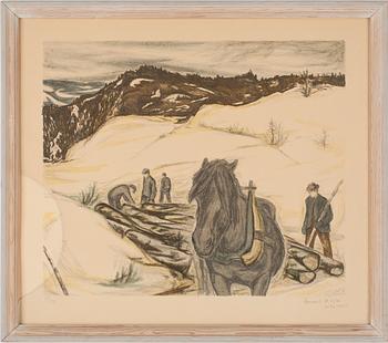 Harald Kihle · HARALD KIHLE, litografi, sign o dat 1951.
