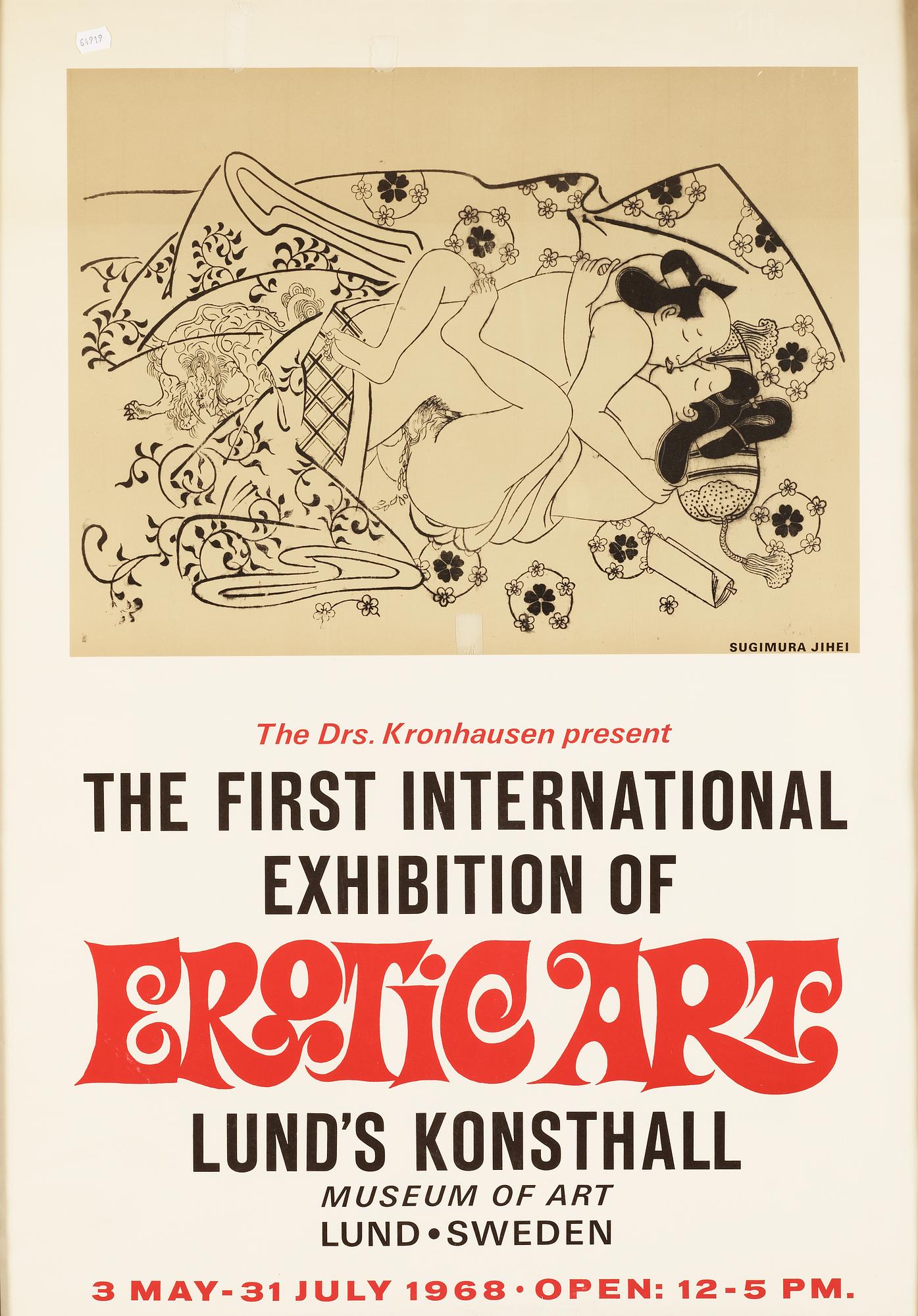 AFFISCH samt KATALOG, "Erotic art", Lunds konsthall 1968.