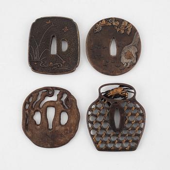 A group of four South Eastasian tsubas, 19th/20th century.