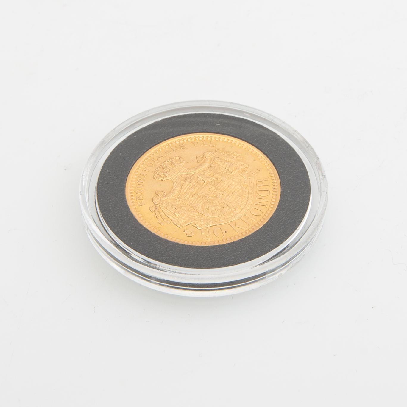 Guldmynt Sverige, Oscar II 20 kr, 1890.