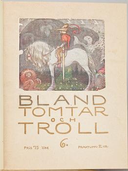 BÖCKER, 2 st med 6 sambundna vol, "Bland Tomtar och Troll", originaltryck, Åhlen & Åkerlunds förlag, 1907-1912.