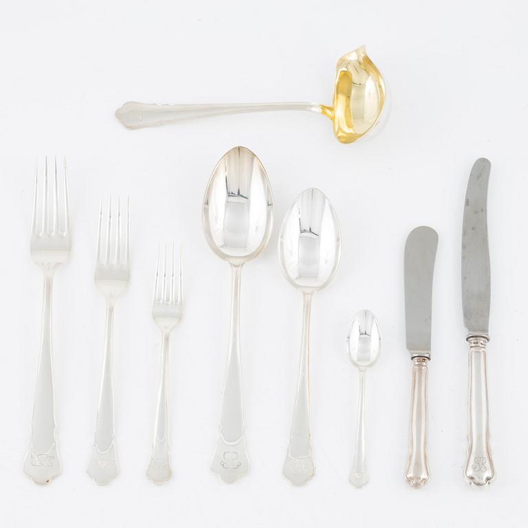 A Swedish silver cutlery set, model 'Chippendale', 87 pieces, GAB, Stockholm 1940s and 50s.