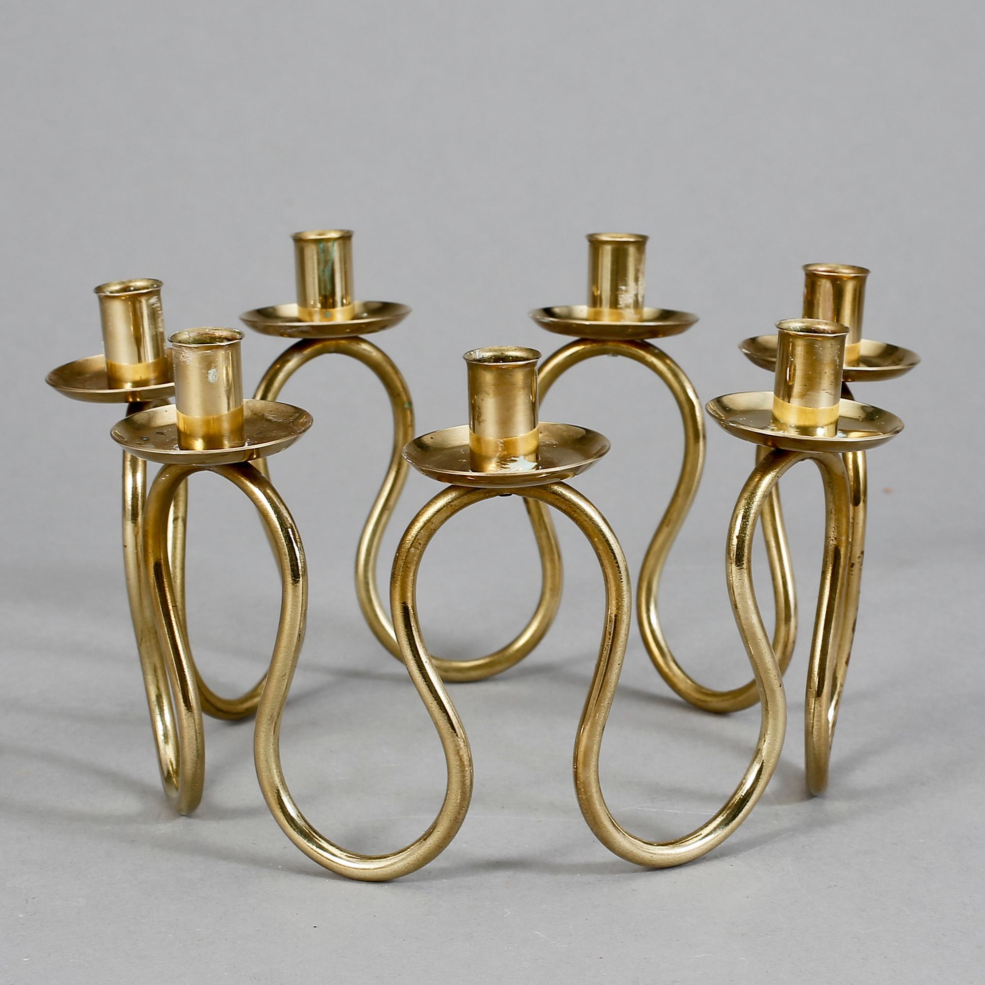 LJUSSTAKE, mässing, Lars Holmström, Arvika för Svenskt tenn, 1900-talets andra hälft.