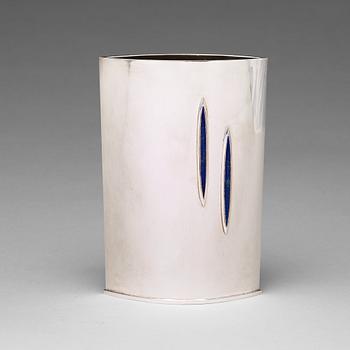 Theresia Hvorslev, a sterling silver vase with lapis lazuli, Lidköping, Sweden 2003.