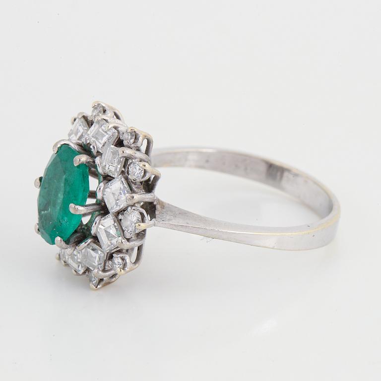 Emerald and diamond ring.