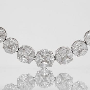 A princess- and marquise-cut diamond necklace. Total carat weight 34.50 cts.
