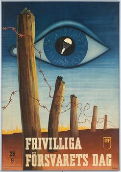 UTSTÄLLNINGSAFFISCH, "Frivilliga försvarets dag", 1943, färfoffset efter Anders Beckman.