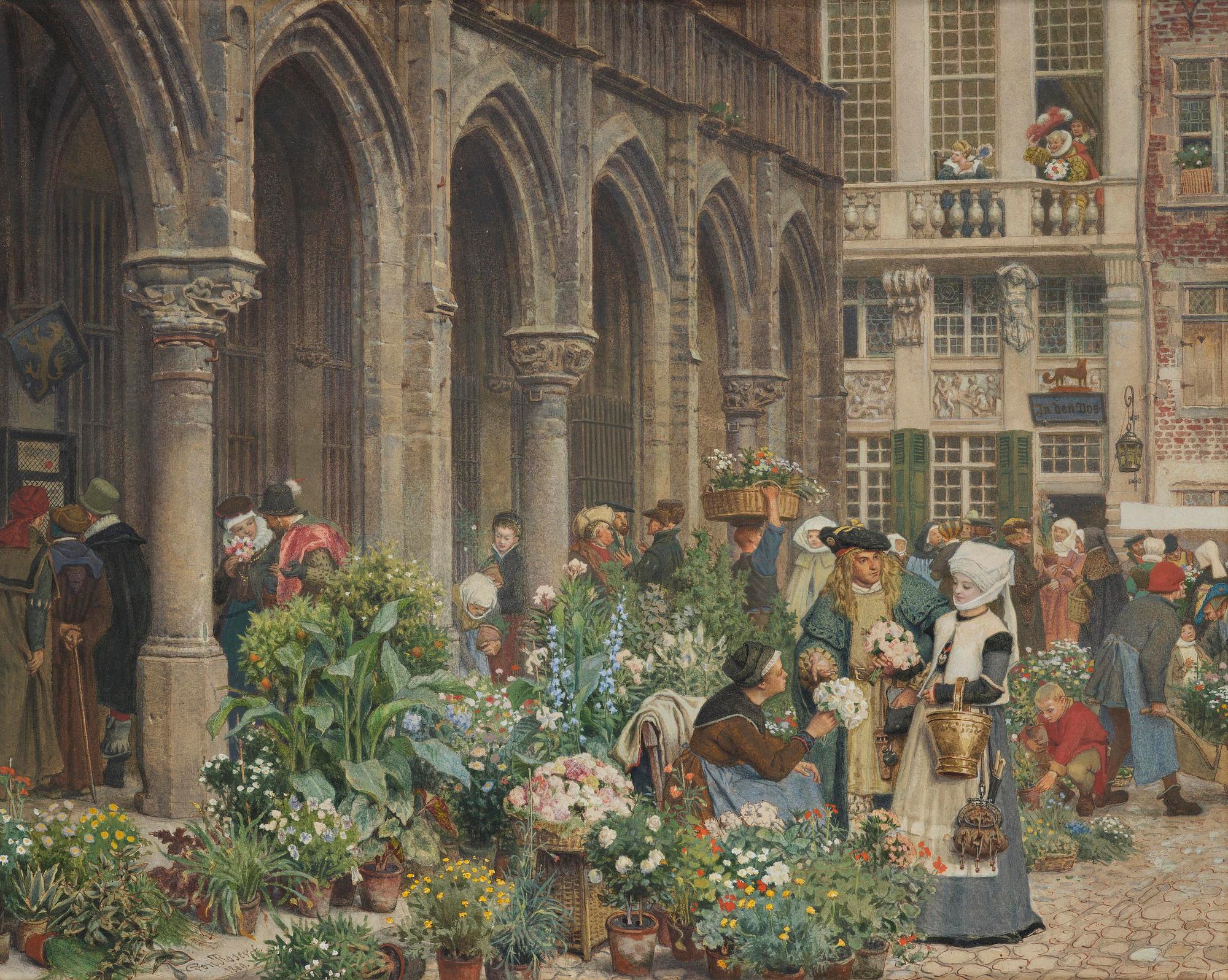 Georg von Rosen, "Blomstermarknad i Brabant 1500-talet".