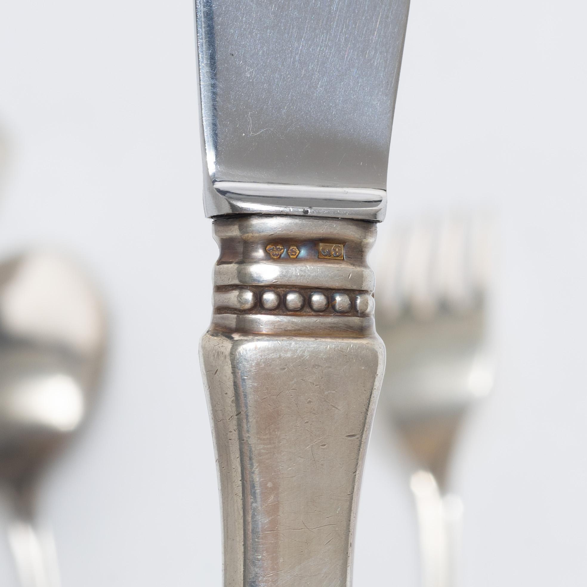Eric Löfman, a 87-piece silver flatware set, model 'uppsala', MGAB, Sweden, 1962-67.