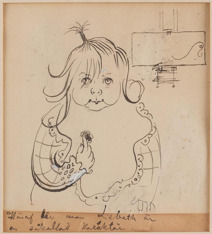 Carl Larsson, Fyra teckningar föreställande konstnärens dotter Lisbeth i ateljén.