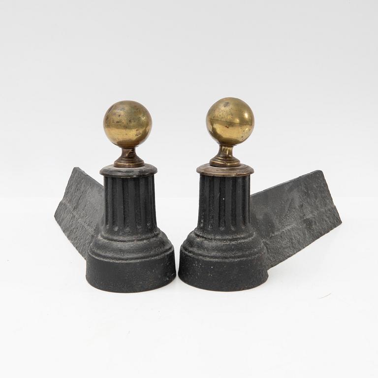 Fire dogs, a pair, first half of the 20th century.