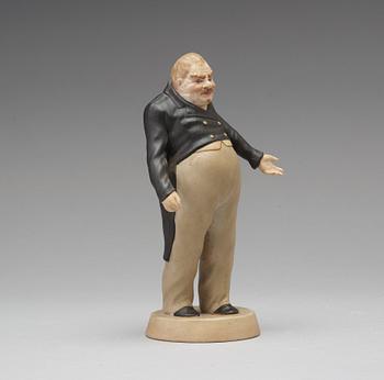 A bisquit porcelain figure of Sobakevich from Gogol's 'Dead Souls', Gardner, Moscow, 1880-1917.