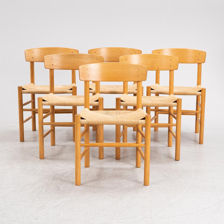 Børge Mogensen, a set of six model 'J39' oak chairs, FDB Møbler, Denmark.