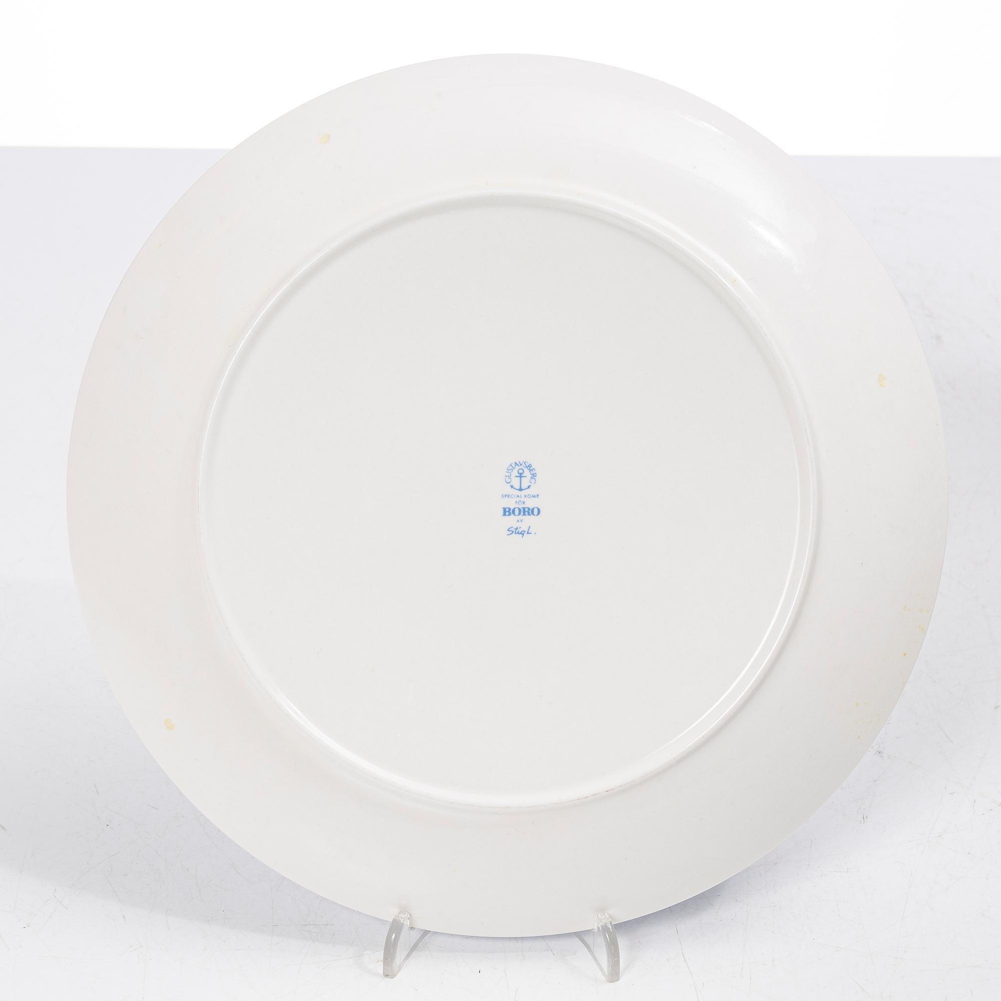 Stig Lindberg, tallrikar, 22 st, "Boro", Gustavsberg.