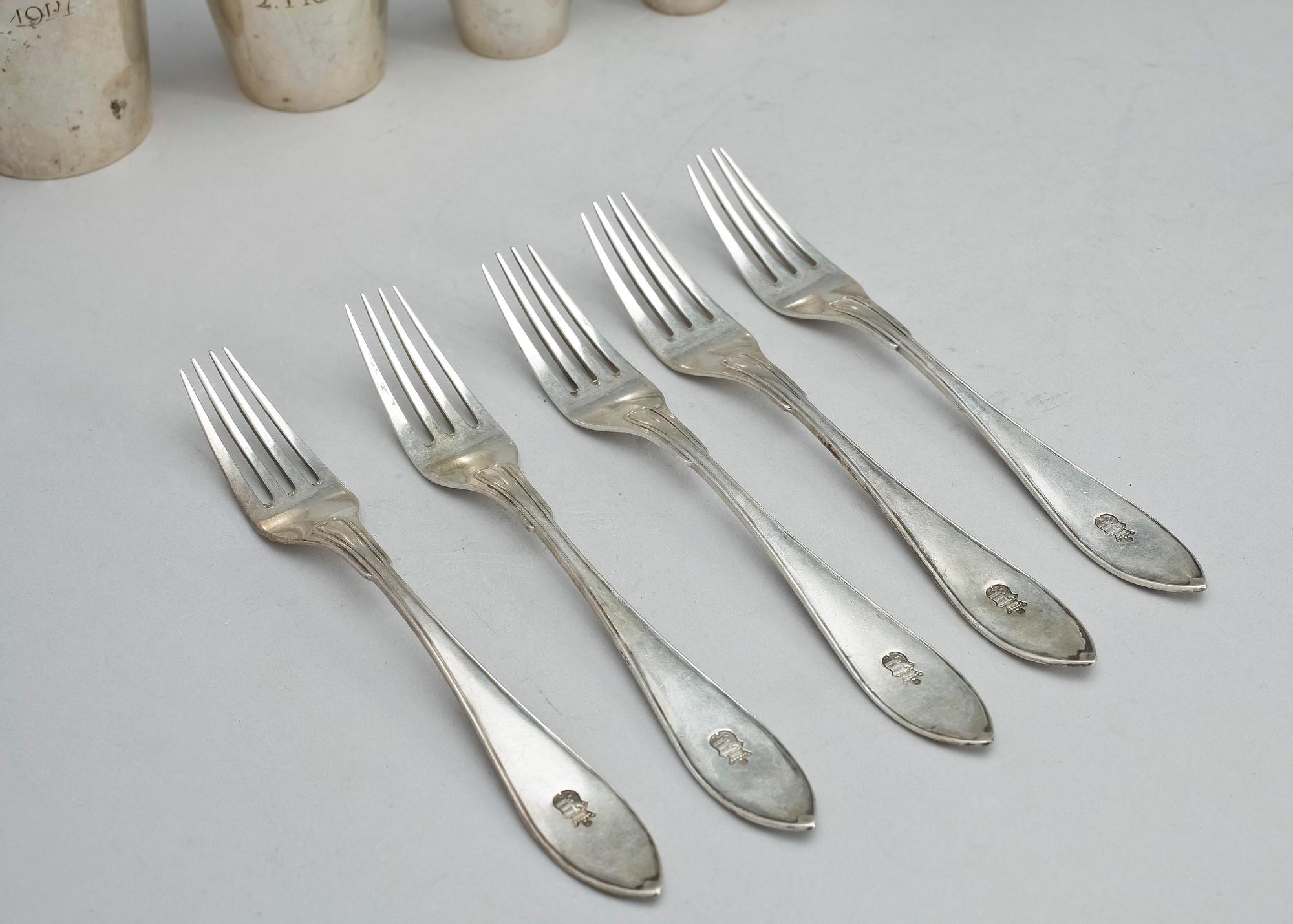 PARTI SILVER, 12 delar, bland annat K. Anderson, Stockholm, 1915, total vikt ca 610g.