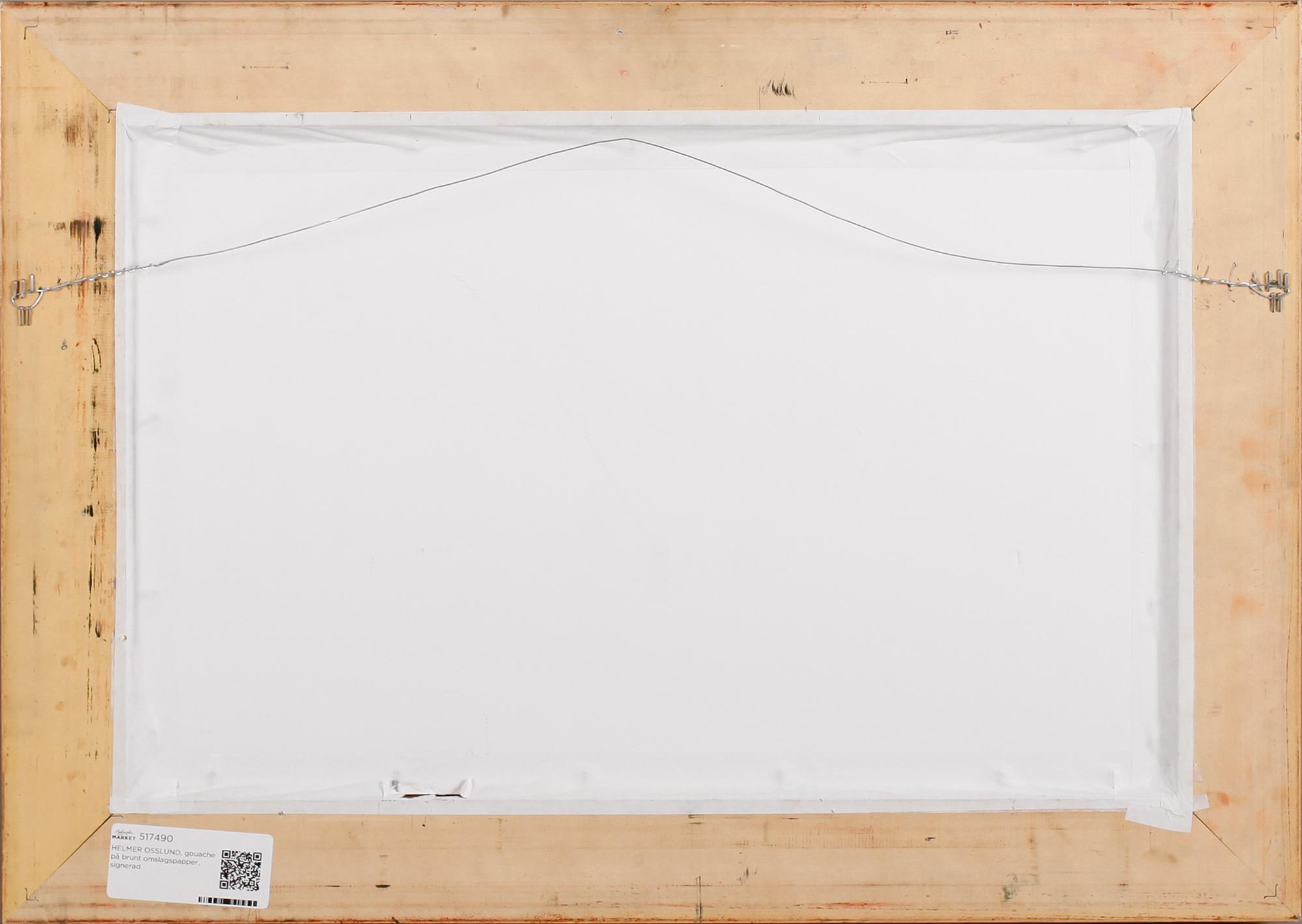 HELMER OSSLUND, gouache på brunt omslagspapper, signerad.