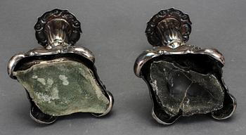 LJUSSTAKAR, ett par, silver, C.G Hallberg, Stockholm 1956.
