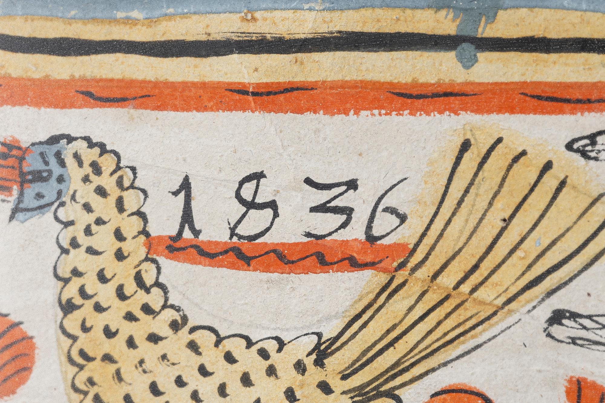 Decorative wall painting, known as “tuppamålning”, Småland, dated 1836.