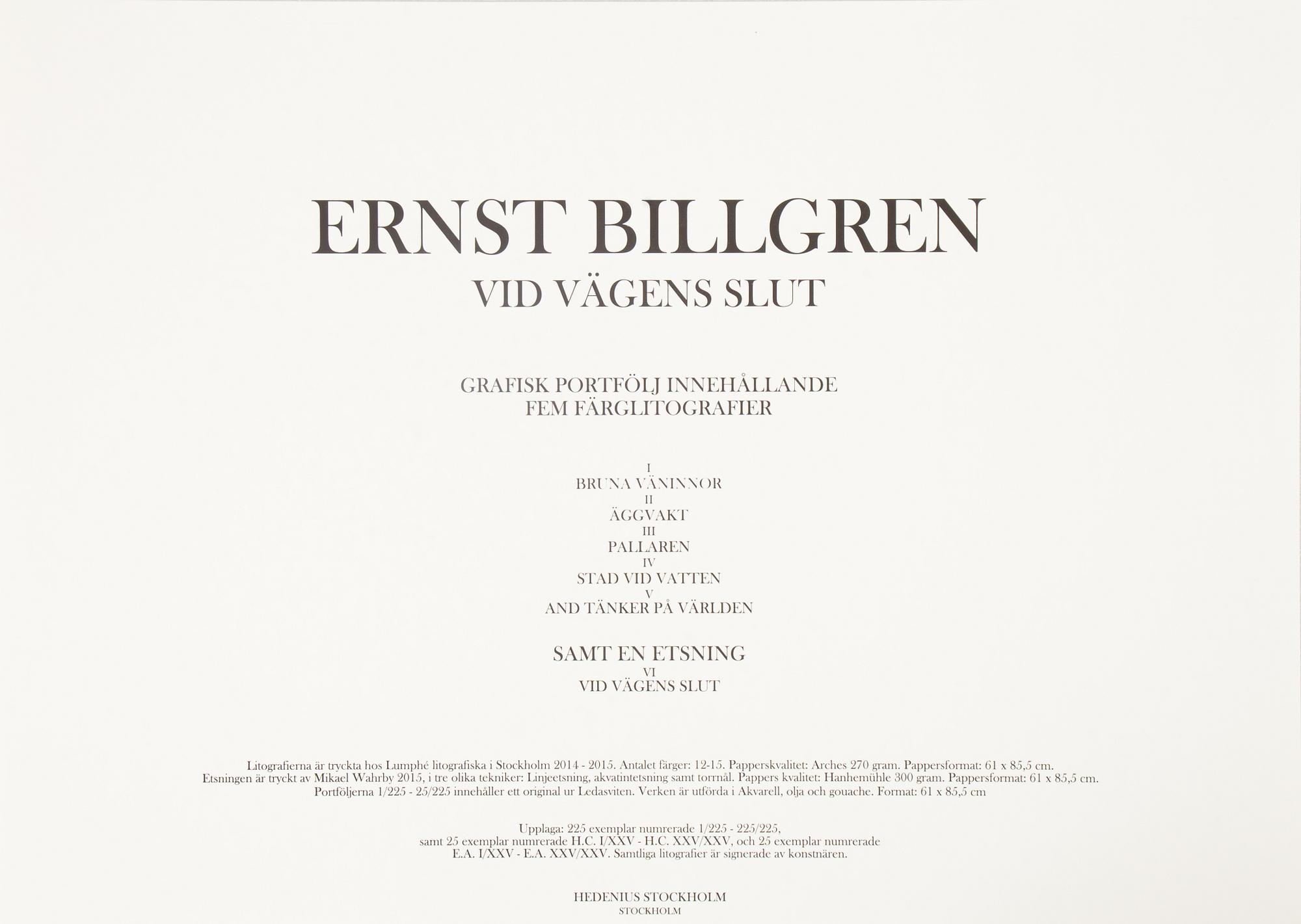 Ernst Billgren, Portfölj "Vid vägens slut".