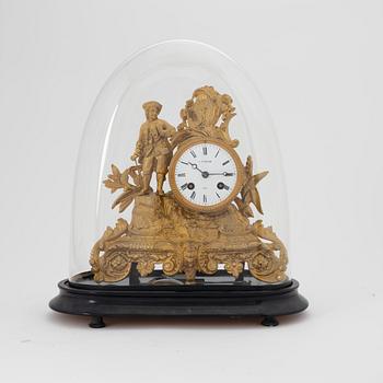 A Rococo-revival gilt zink mantel clock, later part of the 19th Century.