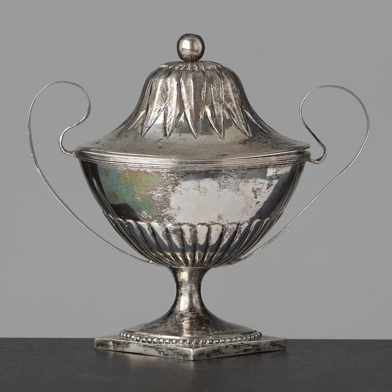 A Swedish late 18th century silver minitaure sugar bowl and cover, makers mark of Gustaf Aberg (Jonkoping 1796-1828-).