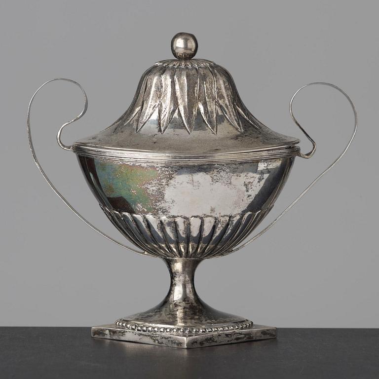 A Swedish late 18th century silver minitaure sugar bowl and cover, makers mark of Gustaf Aberg (Jonkoping 1796-1828-).